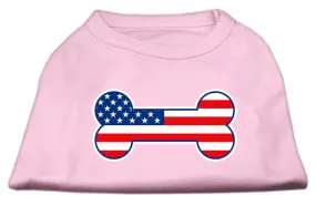 Bone Shaped American Flag Screen Print Shirts  Light Pink XS (8)