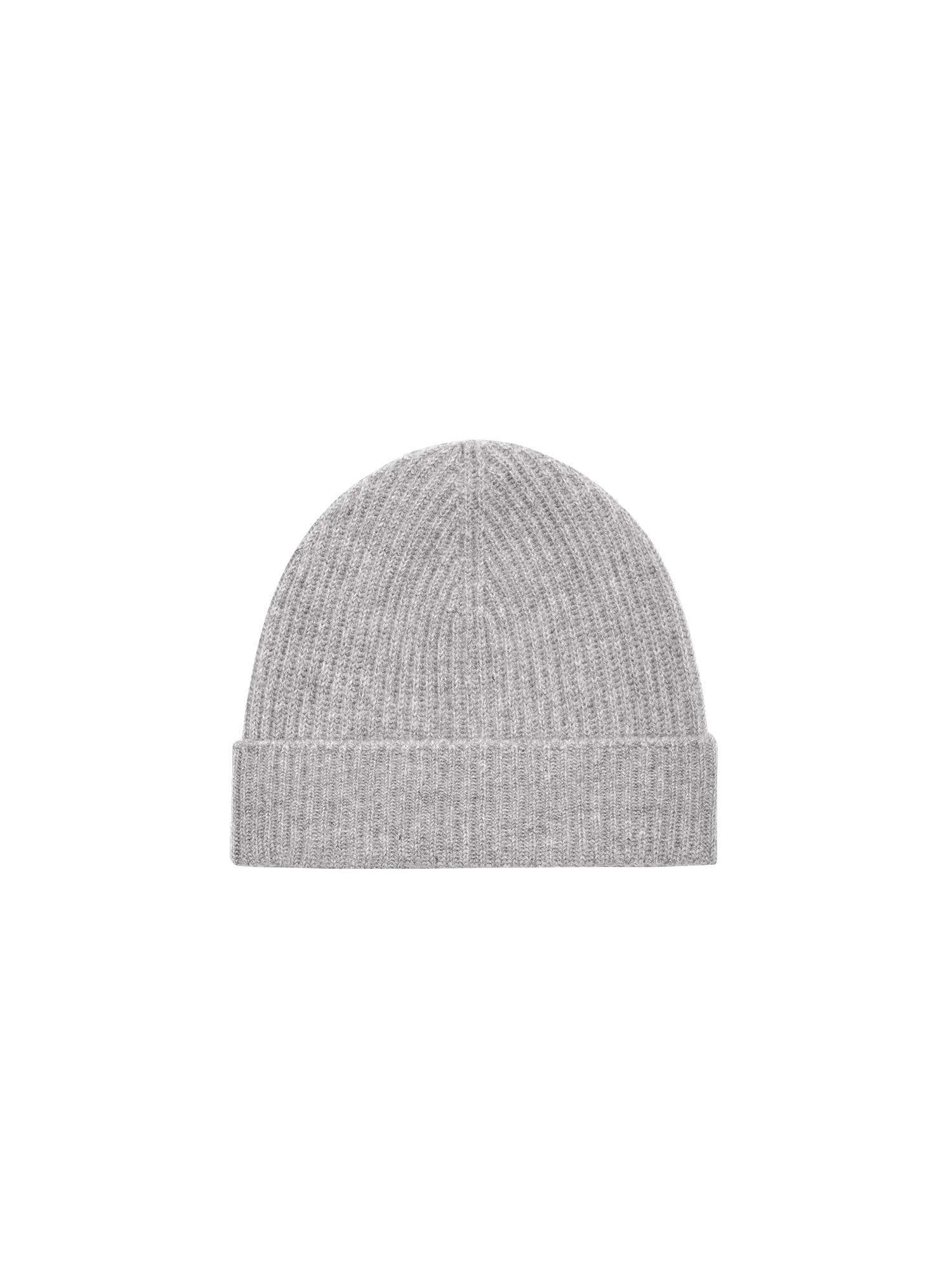 Cashmere Ribbed Beanie—grey marl