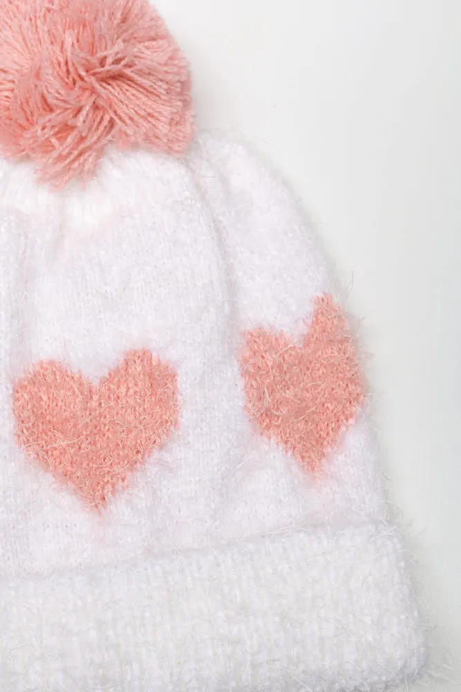 Heart Beanie White