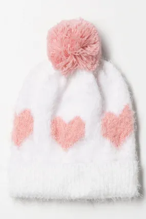 Heart Beanie White