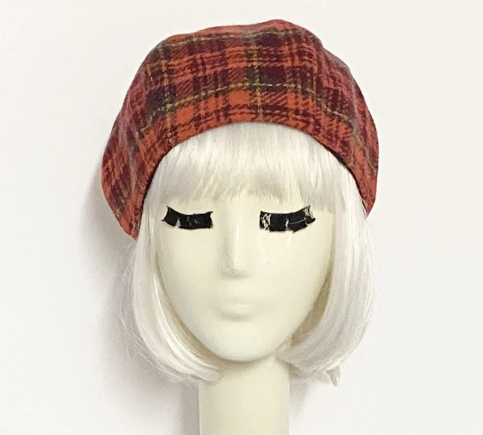 Red Plaid Beret Hat