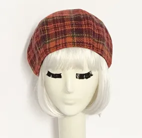 Red Plaid Beret Hat