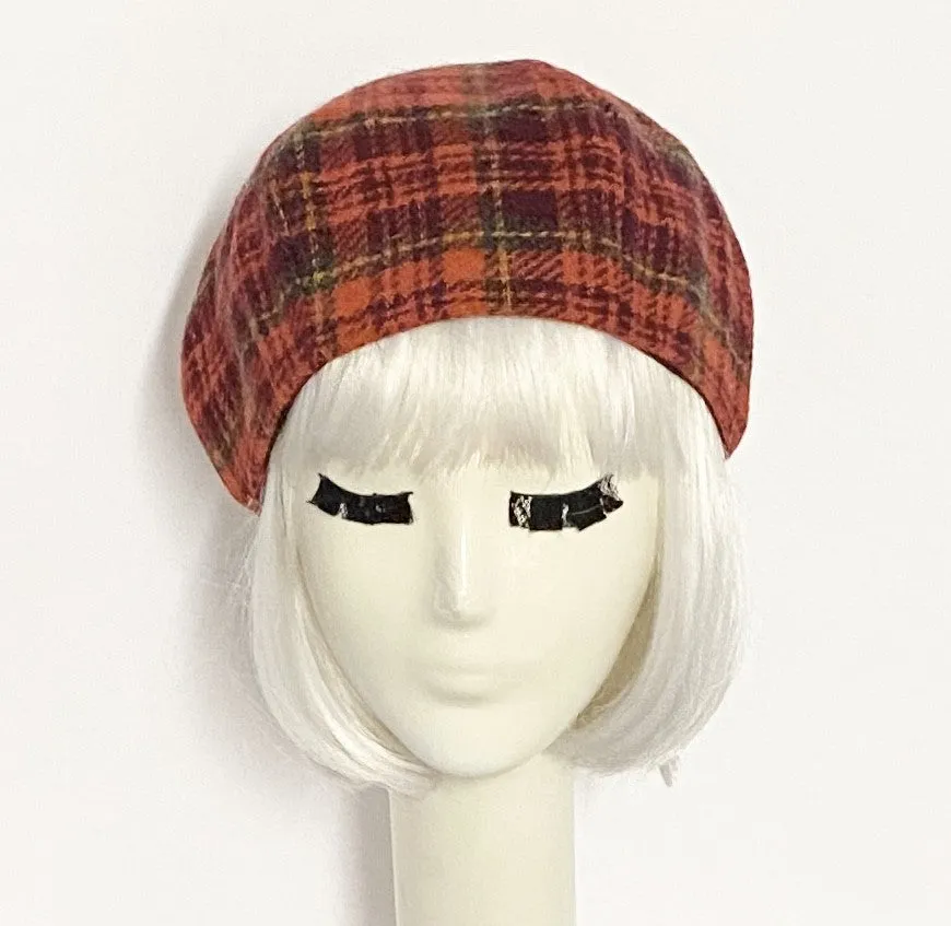 Red Plaid Beret Hat