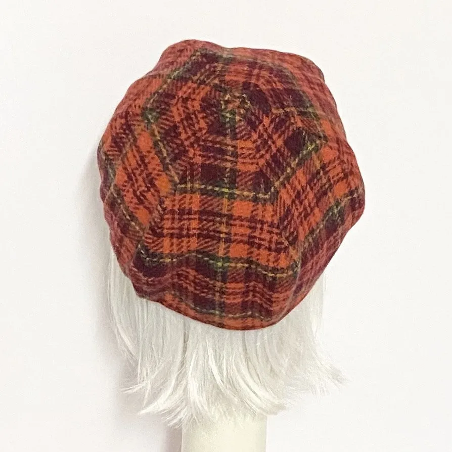 Red Plaid Beret Hat