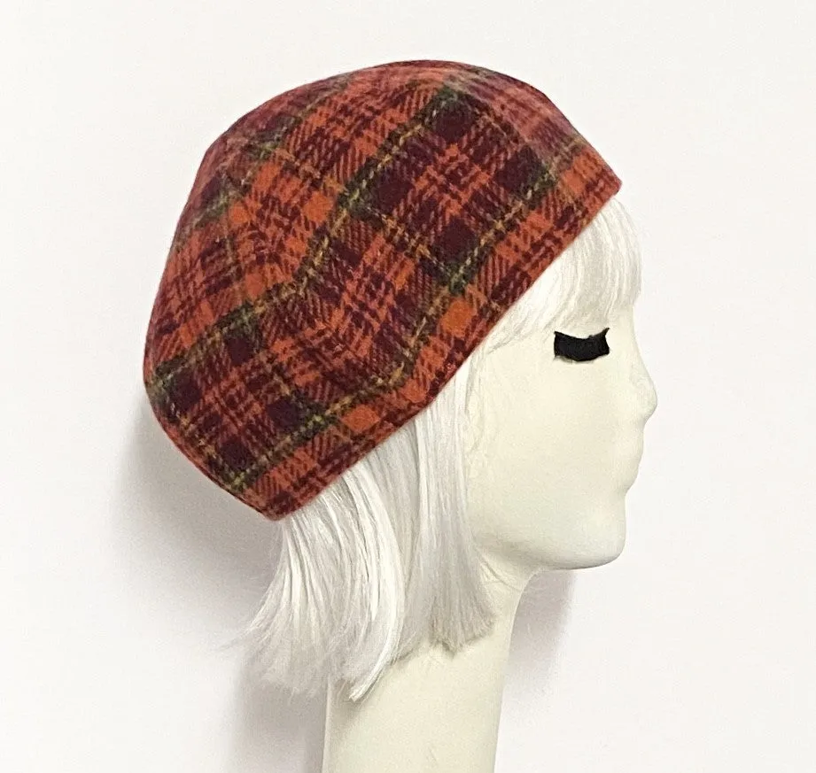 Red Plaid Beret Hat